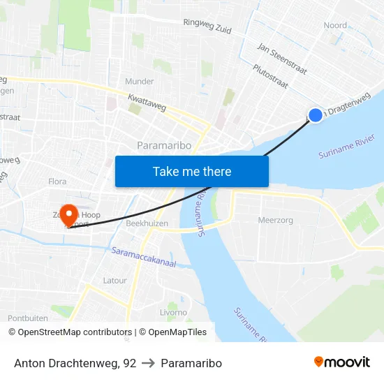 Anton Drachtenweg, 92 to Paramaribo map