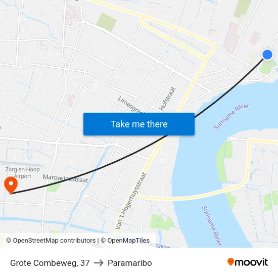 Grote Combeweg, 37 to Paramaribo map