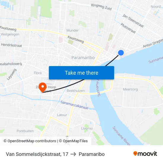 Van Sommelsdijckstraat, 17 to Paramaribo map