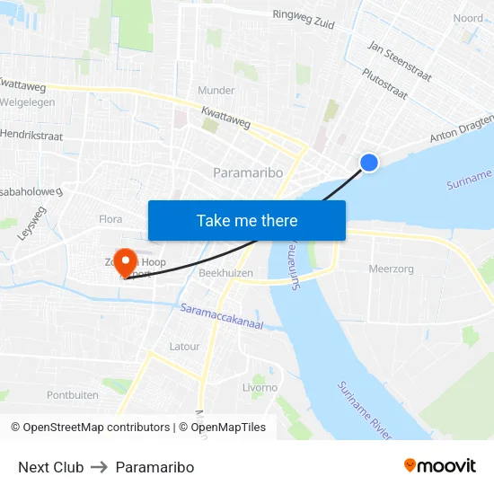 Next Club to Paramaribo map