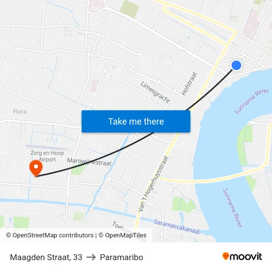 Maagden Straat, 33 to Paramaribo map