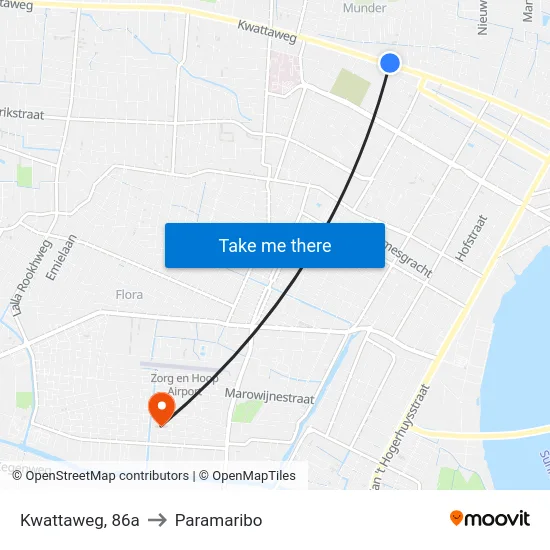 Kwattaweg, 86a to Paramaribo map