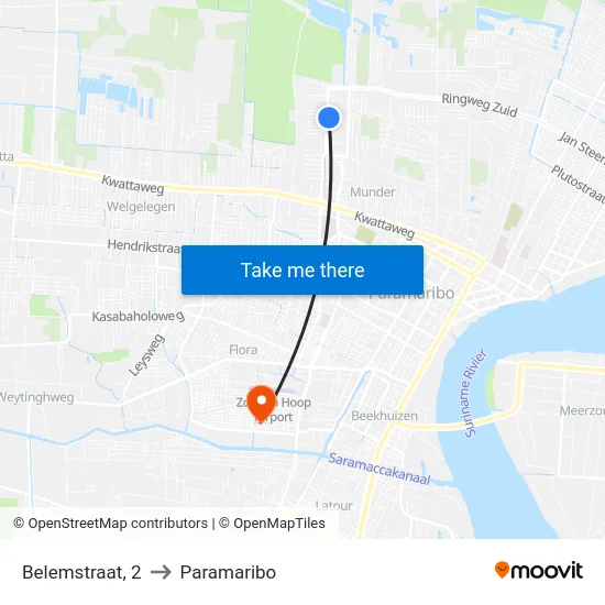 Belemstraat, 2 to Paramaribo map