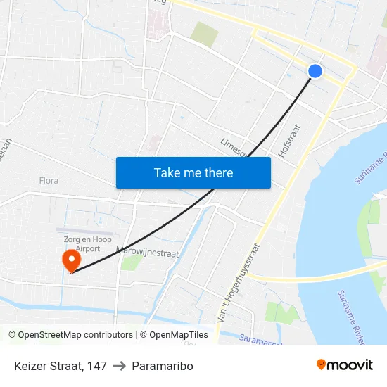 Keizer Straat, 147 to Paramaribo map