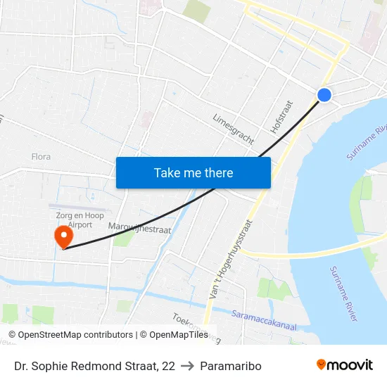 Dr. Sophie Redmond Straat, 22 to Paramaribo map