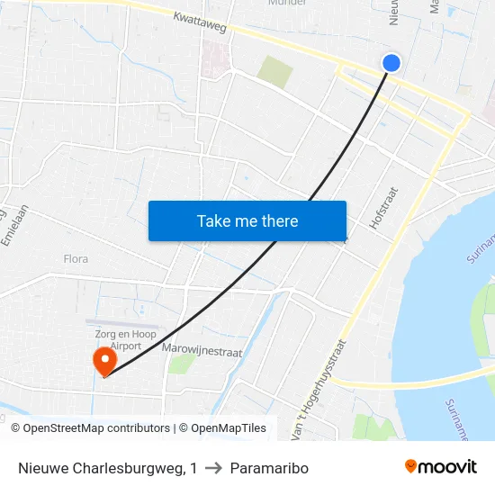 Nieuwe Charlesburgweg, 1 to Paramaribo map