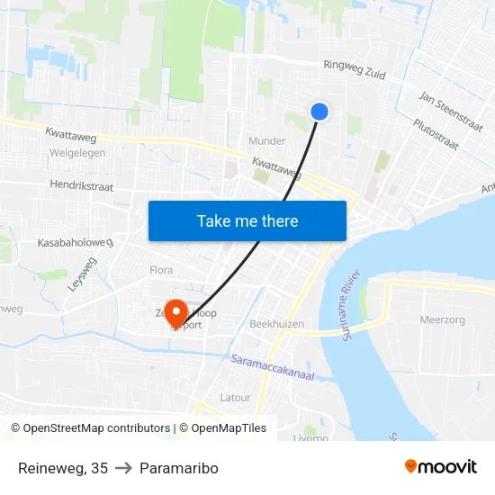 Reineweg, 35 to Paramaribo map