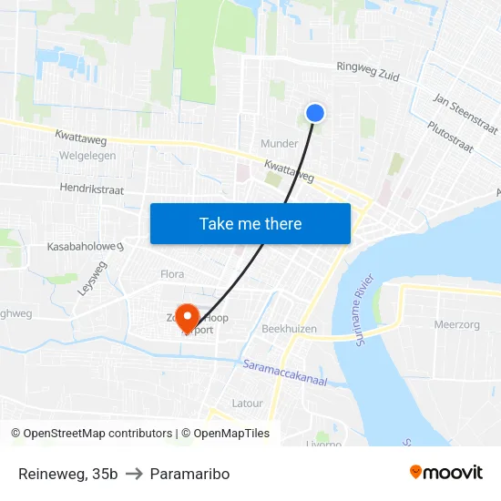 Reineweg, 35b to Paramaribo map