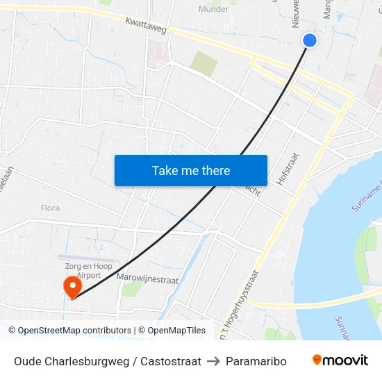 Oude Charlesburgweg / Castostraat to Paramaribo map