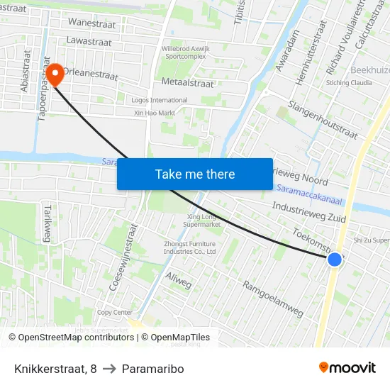 Knikkerstraat, 8 to Paramaribo map