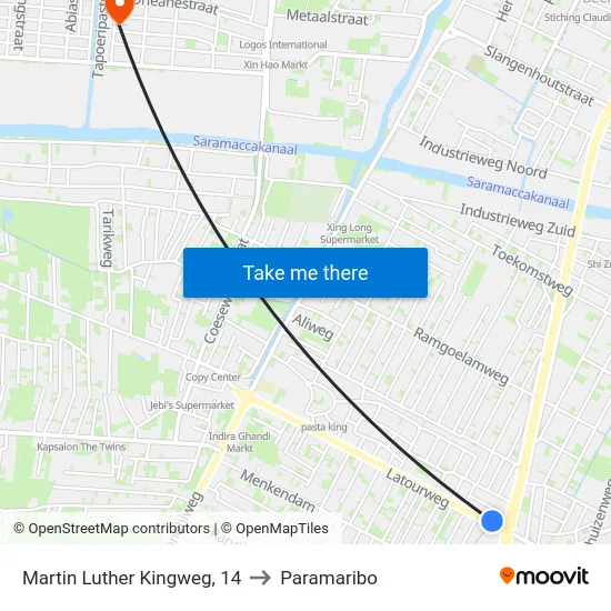 Martin Luther Kingweg, 14 to Paramaribo map