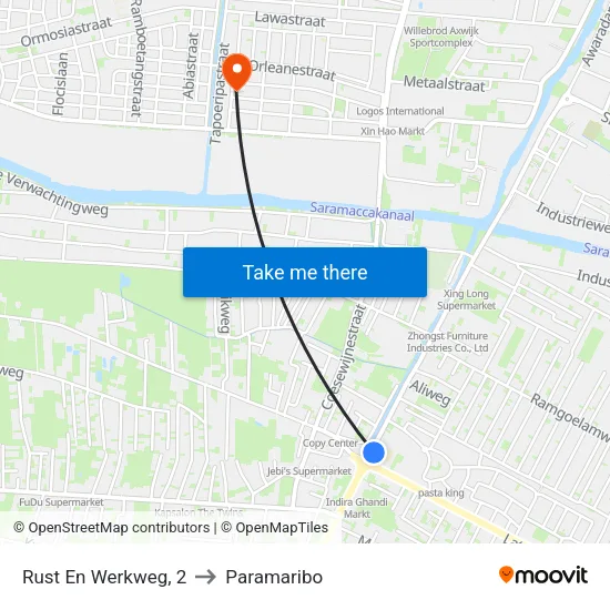 Rust En Werkweg, 2 to Paramaribo map