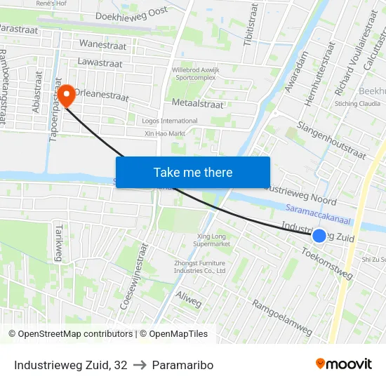Industrieweg Zuid, 32 to Paramaribo map