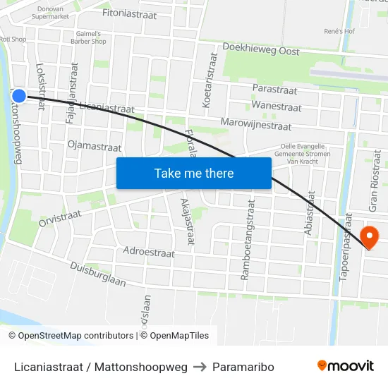 Licaniastraat / Mattonshoopweg to Paramaribo map