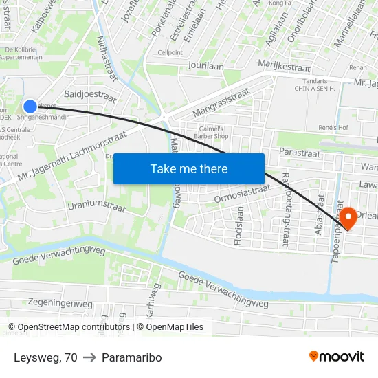 Leysweg, 70 to Paramaribo map