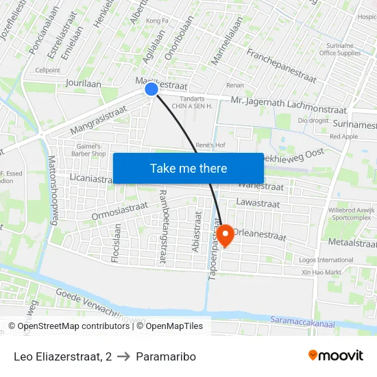Leo Eliazerstraat, 2 to Paramaribo map