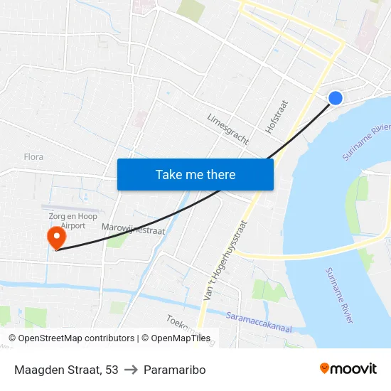 Maagden Straat, 53 to Paramaribo map