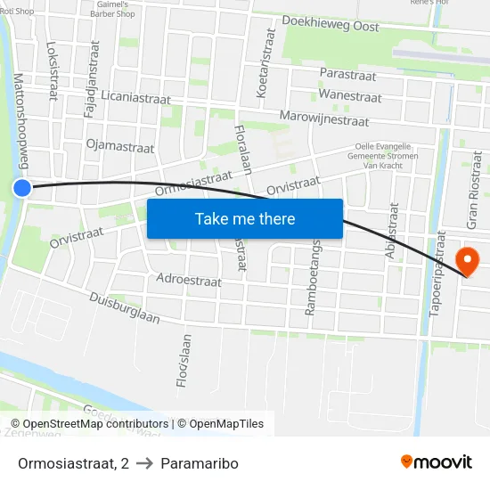 Ormosiastraat, 2 to Paramaribo map
