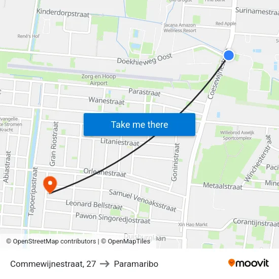 Commewijnestraat, 27 to Paramaribo map