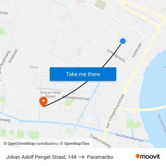 Johan Adolf Pengel Straat, 144 to Paramaribo map