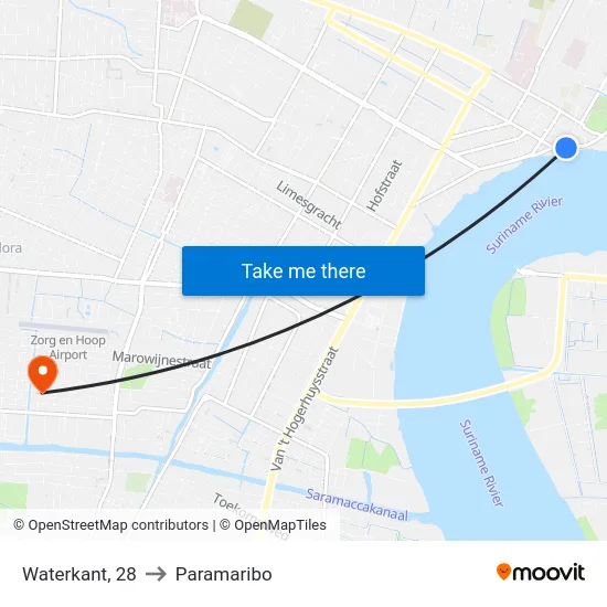 Waterkant, 28 to Paramaribo map