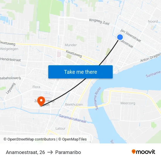 Anamoestraat, 26 to Paramaribo map