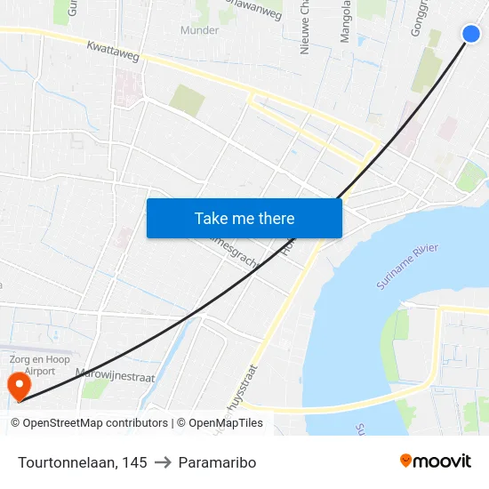 Tourtonnelaan, 145 to Paramaribo map