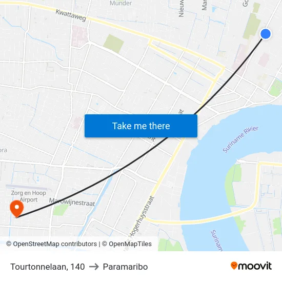 Tourtonnelaan, 140 to Paramaribo map
