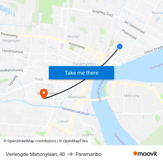 Verlengde Mahonylaan, 40 to Paramaribo map
