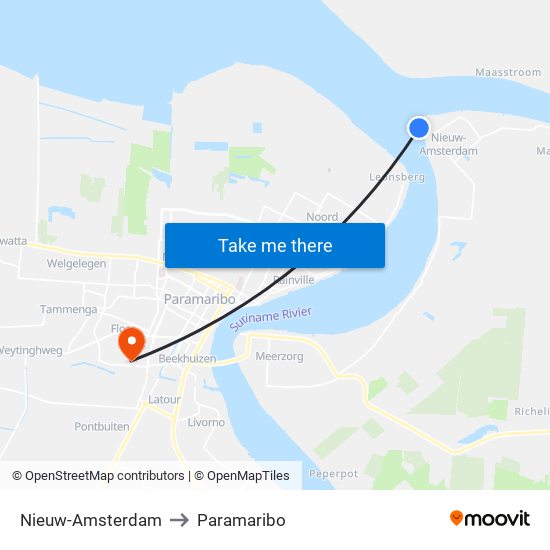 Nieuw-Amsterdam to Paramaribo map