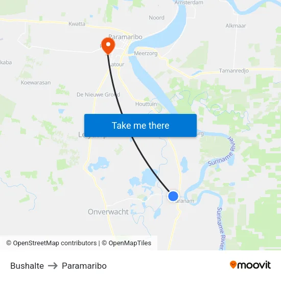 Bushalte to Paramaribo map