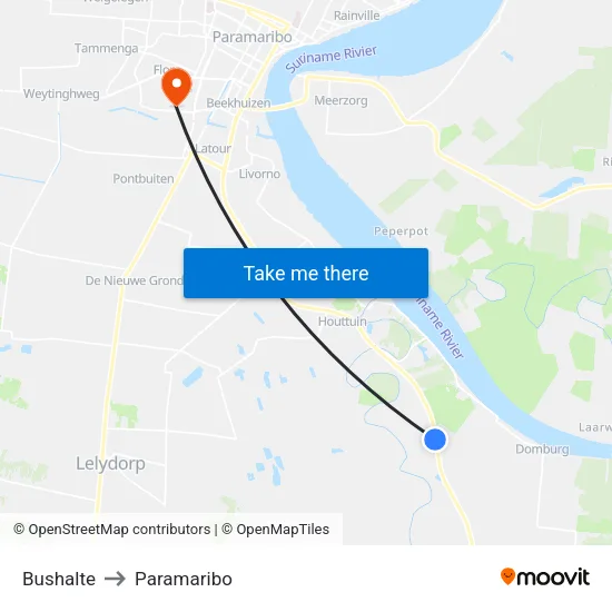 Bushalte to Paramaribo map