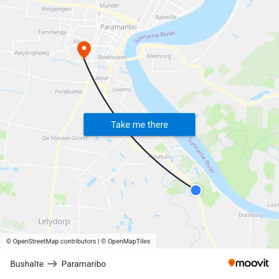 Bushalte to Paramaribo map