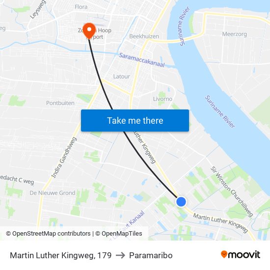 Martin Luther Kingweg, 179 to Paramaribo map