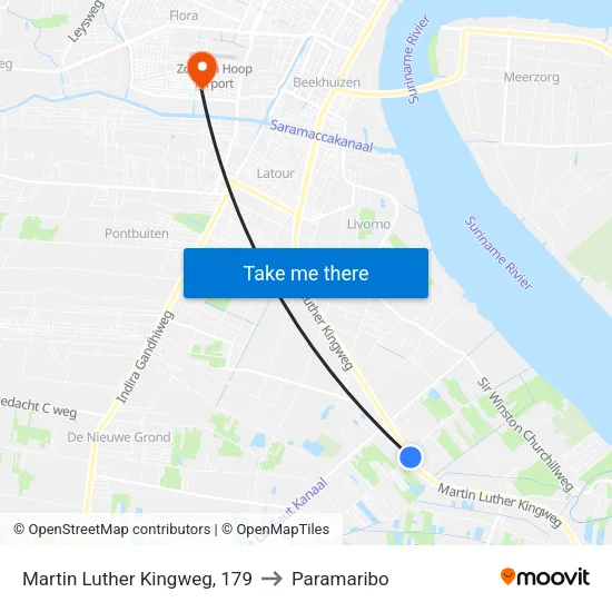 Martin Luther Kingweg, 179 to Paramaribo map