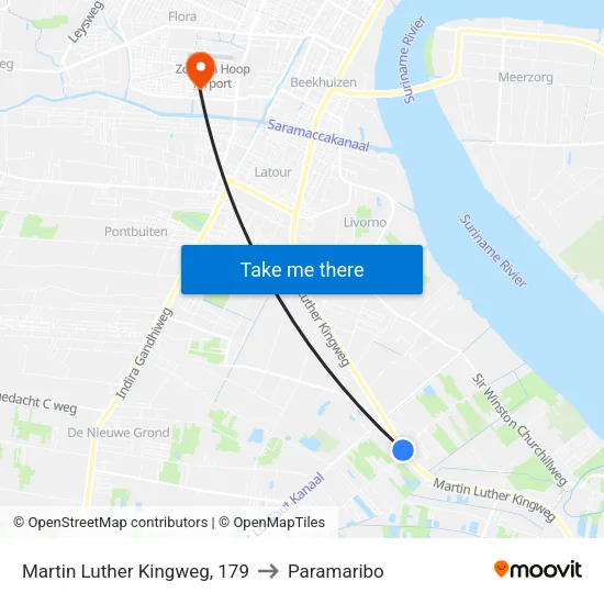 Martin Luther Kingweg, 179 to Paramaribo map