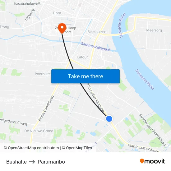 Bushalte to Paramaribo map