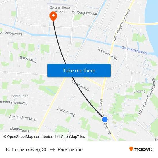 Botromankiweg, 30 to Paramaribo map