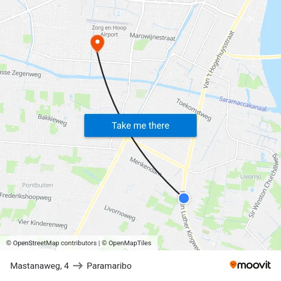 Mastanaweg, 4 to Paramaribo map