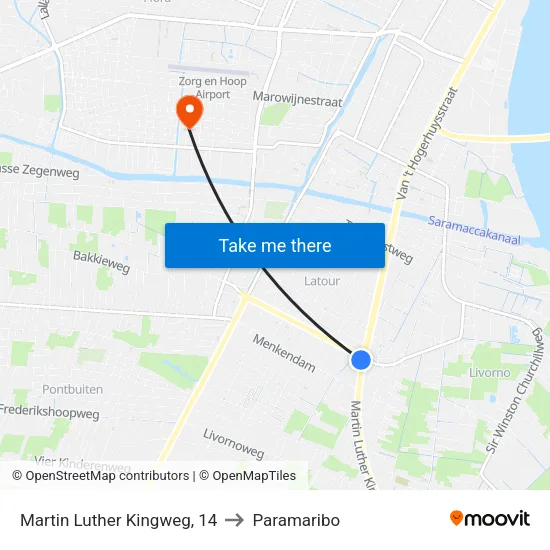Martin Luther Kingweg, 14 to Paramaribo map