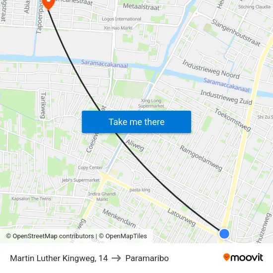 Martin Luther Kingweg, 14 to Paramaribo map