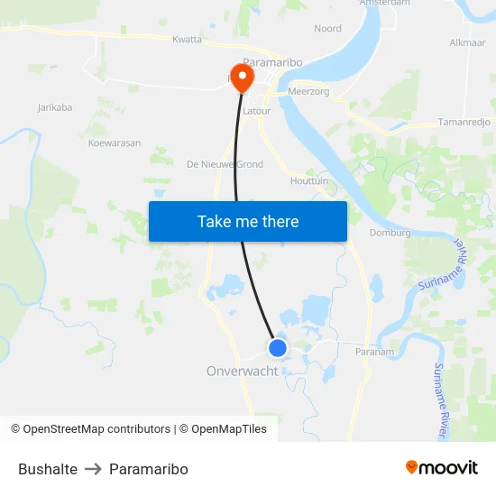 Bushalte to Paramaribo map