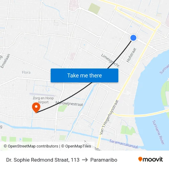 Dr. Sophie Redmond Straat, 113 to Paramaribo map