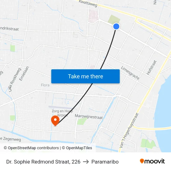 Dr. Sophie Redmond Straat, 226 to Paramaribo map