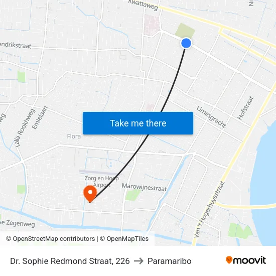 Dr. Sophie Redmond Straat, 226 to Paramaribo map