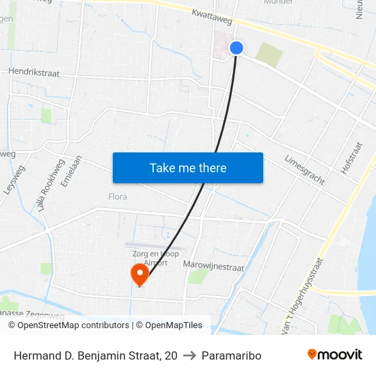Hermand D. Benjamin Straat, 20 to Paramaribo map