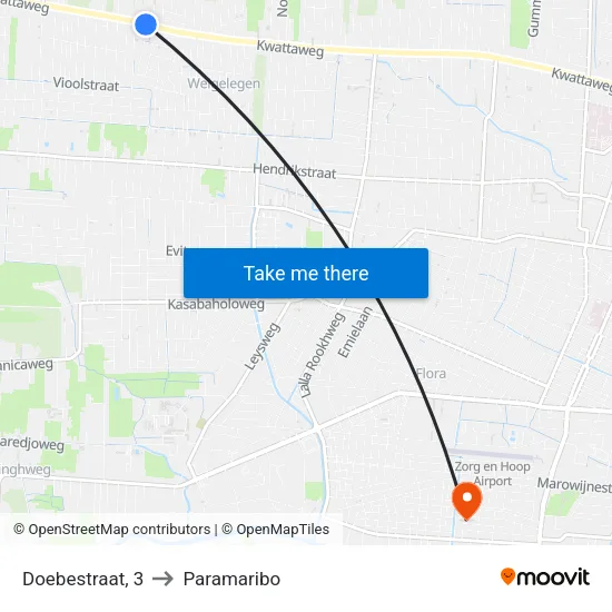 Doebestraat, 3 to Paramaribo map