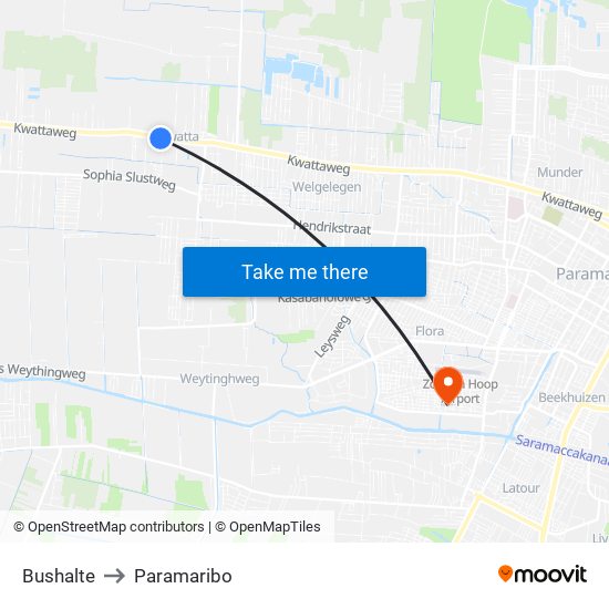 Bushalte to Paramaribo map