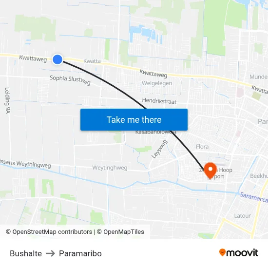 Bushalte to Paramaribo map