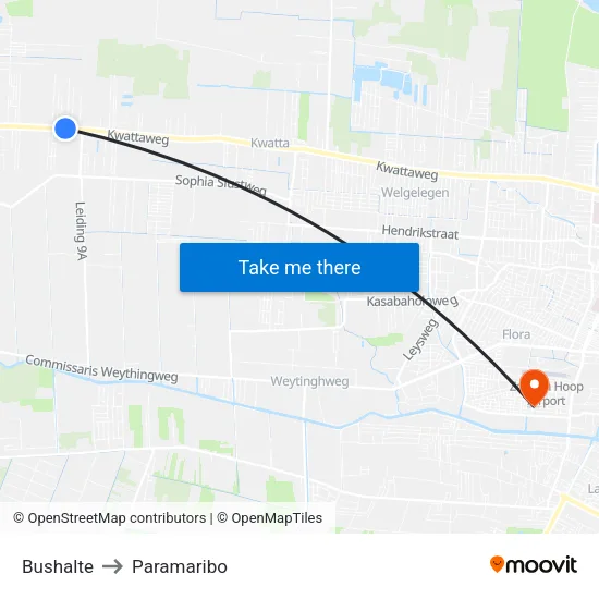 Bushalte to Paramaribo map